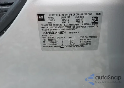 2017 Chevrolet Equinox Ls из США, поврежденный, VIN 2GNALBEK2H1603976